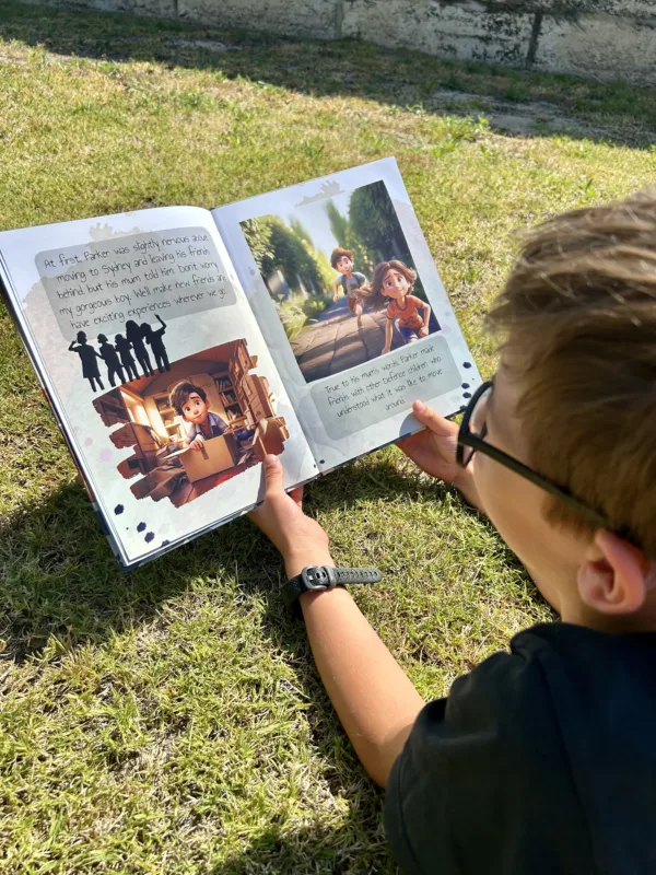Someone I Love is in the army, child reading book